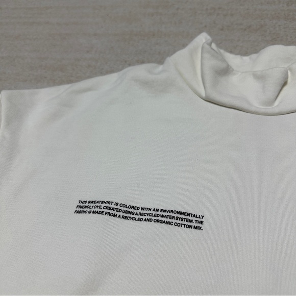 Pangaia Sand Beige Mock Neck Long Sleeve Sweatshirt Size Large Cotton - Picture 3 of 12